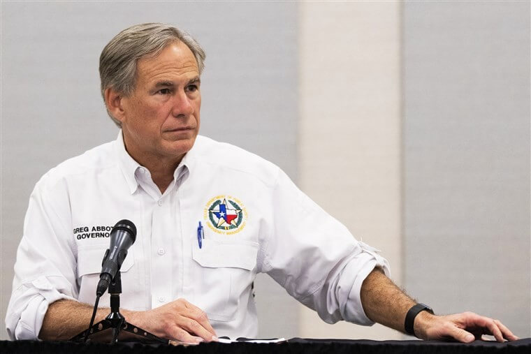 Greg Abbot, Governor of Texas at news conference at the end of September 2020